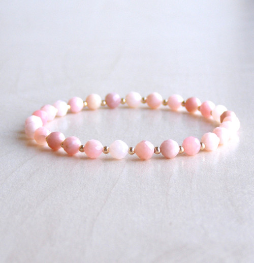BROUŠENÝ RŮŽOVÝ OPÁL 0.5 PERU* náramek — foto 3