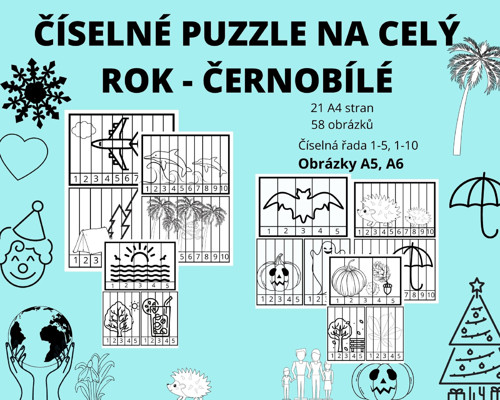 Číselné puzzle na celý rok - černobílé — foto 2