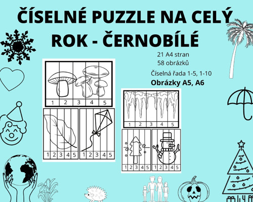Číselné puzzle na celý rok - černobílé — foto 3