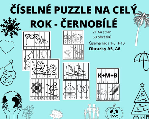 Číselné puzzle na celý rok - černobílé — foto 4