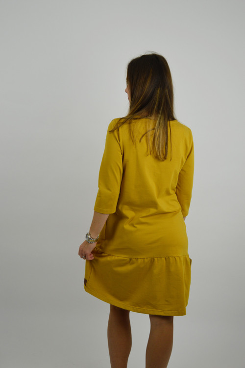 Šaty Eleonora 3/4 rukáv Hořčice — foto 2
