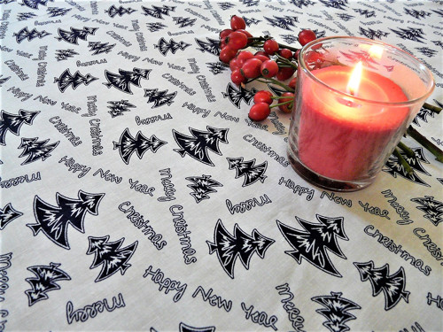 Vánoční ubrus MODROBÍLÉ STROMEČKY — foto 2