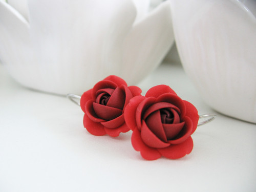 Xmas rose, visací náušnice — foto 2