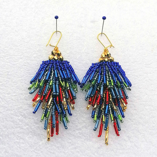 Colorful Cascade Tassel Beaded Earrings — foto 3