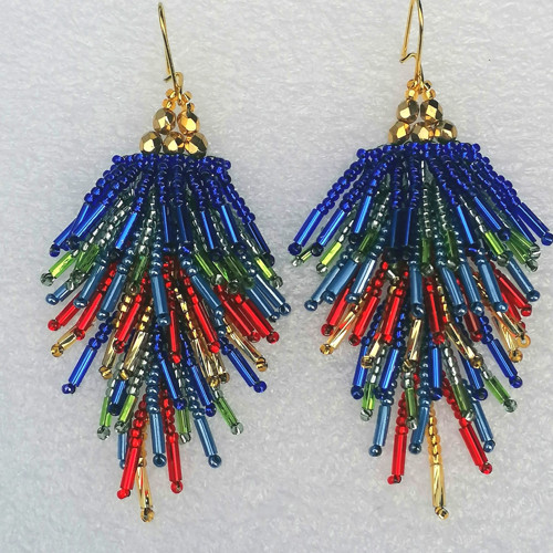 Colorful Cascade Tassel Beaded Earrings — foto 6