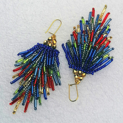 Colorful Cascade Tassel Beaded Earrings — foto 2