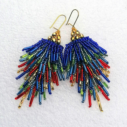 Colorful Cascade Tassel Beaded Earrings — foto 5