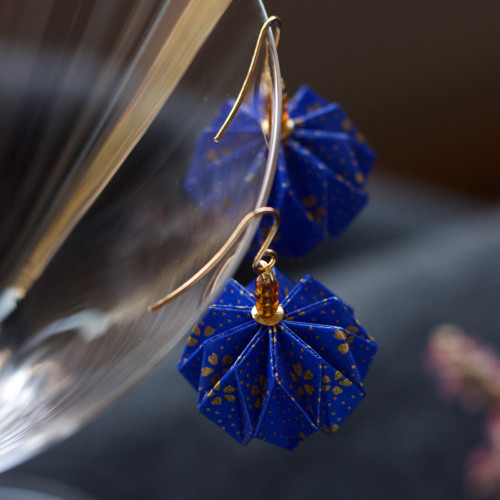Origami náušnice "modro-zlaté" — foto 3