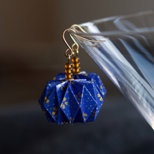 Origami náušnice "modro-zlaté" — foto 4