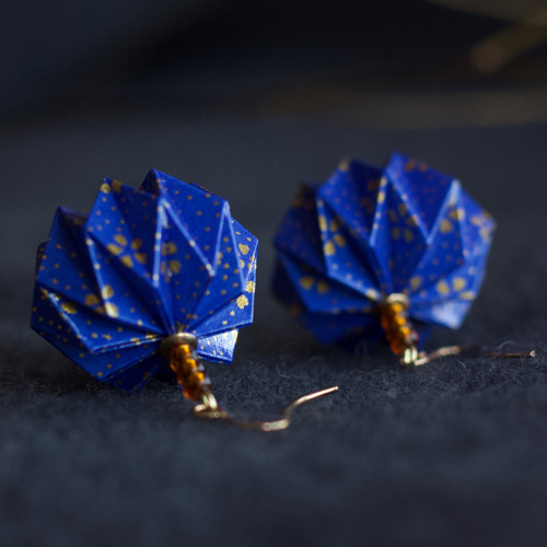 Origami náušnice "modro-zlaté" — foto 6