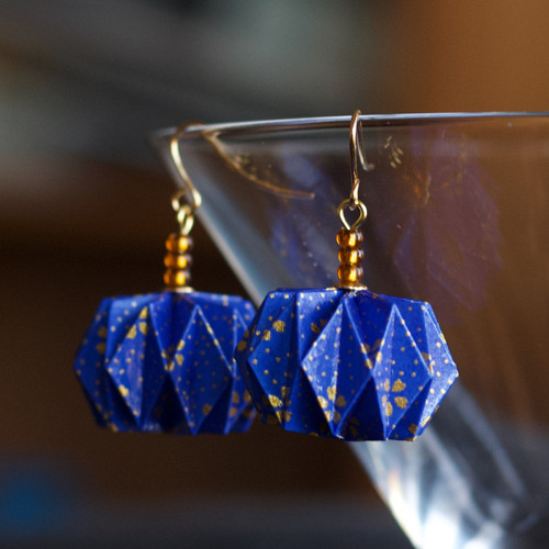 Origami náušnice "modro-zlaté" — foto 2