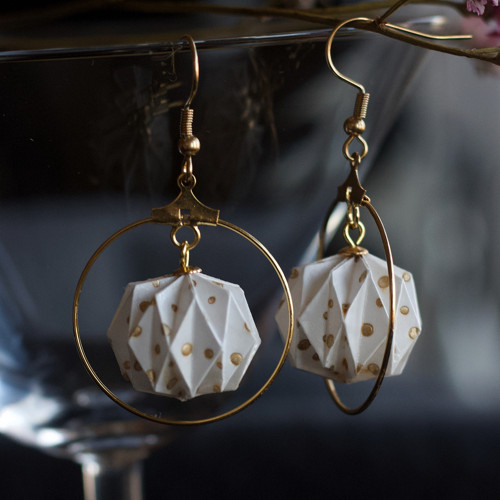 Origami náušnice "bílo-zlaté" — foto 2