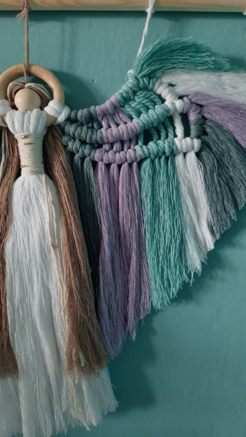 Dekorace duhový macramé anděl — foto 3