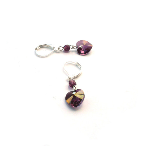 Crystal lilac shadow Swarovski srdce - náušnice — foto 3