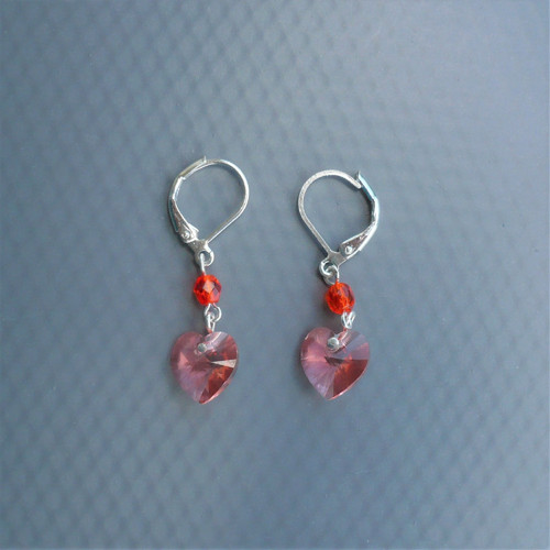 Rose peach Swarovski srdce - náušnice — foto 3
