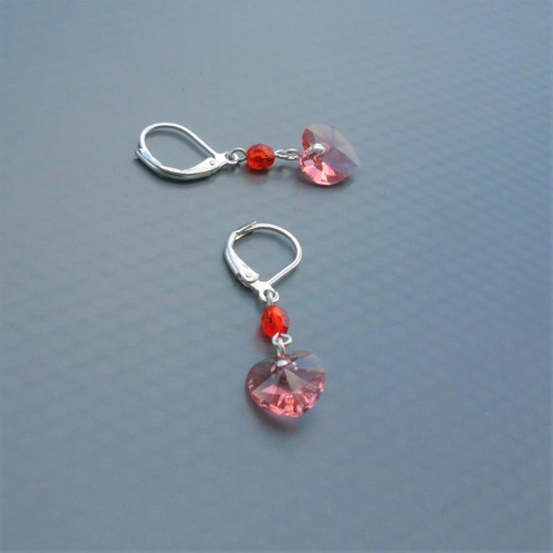 Rose peach Swarovski srdce - náušnice — foto 2
