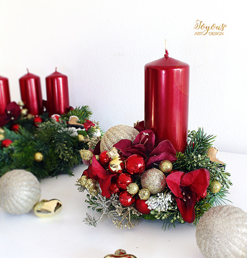 Bohatý třpytivý adventní věnec — foto 3