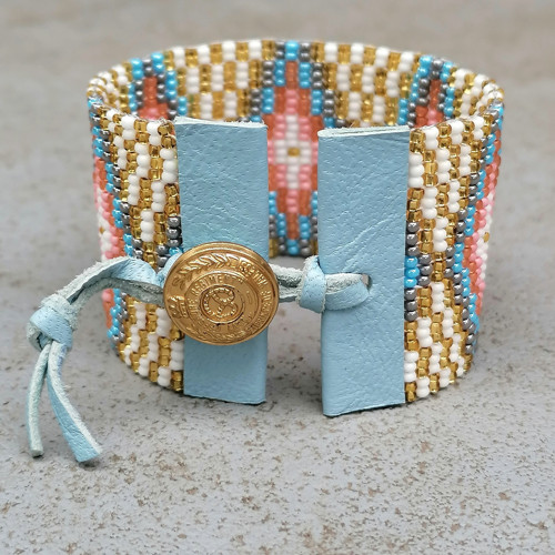 Pastel Colors Diamond Pattern Beaded Bracelet — foto 3