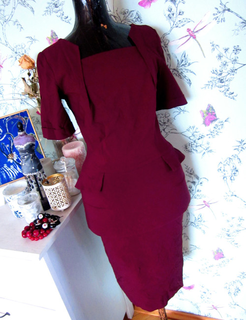 Burgundy retro pin-up šaty — foto 4