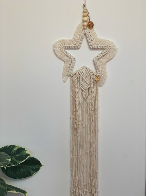 Hvězda nástěnná macramé přírodní — foto 4