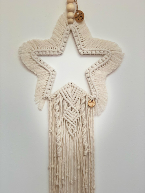 Hvězda nástěnná macramé přírodní — foto 2