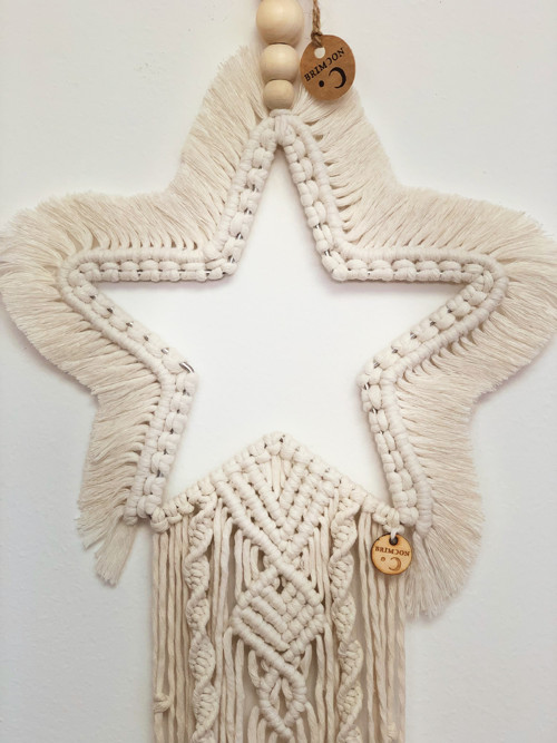 Hvězda nástěnná macramé přírodní — foto 3