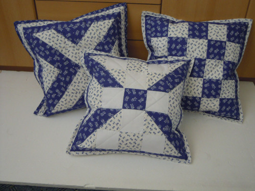 Polštář patchwork 42x42 cm modrobílý — foto 2