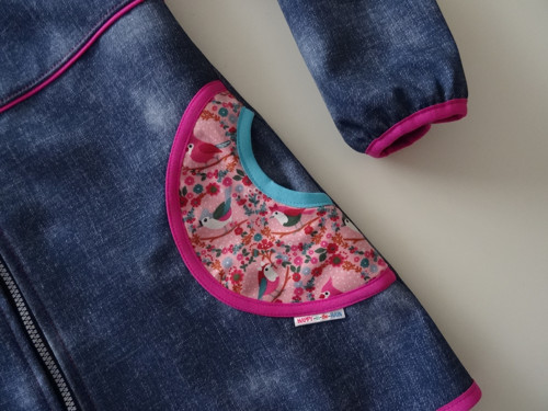 Softshellový kabátek s ptáčky - vzhled jeans — foto 3