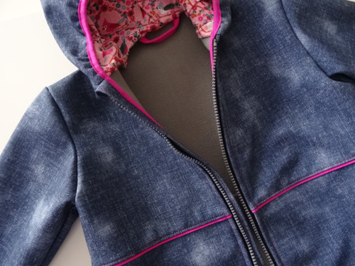 Softshellový kabátek s ptáčky - vzhled jeans — foto 2