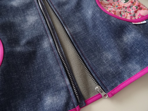 Softshellový kabátek s ptáčky - vzhled jeans — foto 4