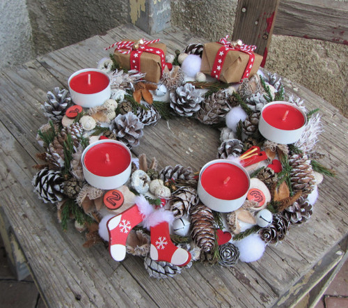 Červený Advent / na čajové svíčky — foto 2