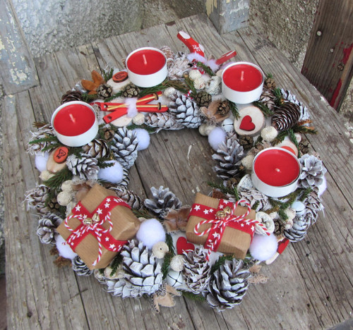 Červený Advent / na čajové svíčky — foto 3