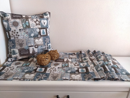 Povlak na polštář 40x40 "MODRO-ŠEDÝ PATCHWORK " — foto 3