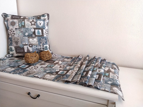 Povlak na polštář 40x40 "MODRO-ŠEDÝ PATCHWORK " — foto 4