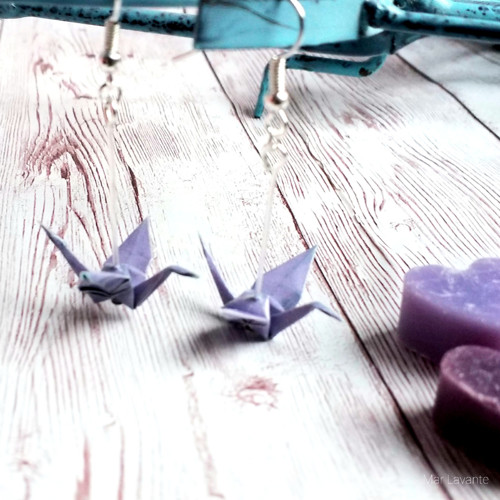 Náušnice origami ptáčci lila — foto 3