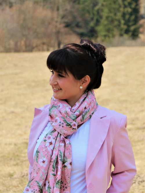 Ľanový šál vintage rose — foto 3