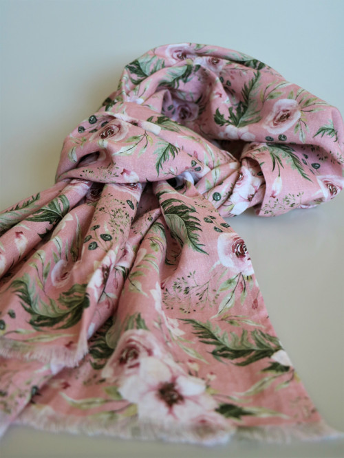 Ľanový šál vintage rose — foto 6