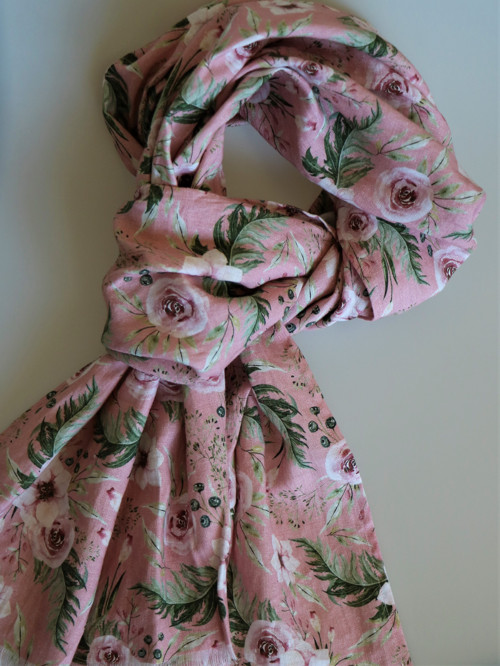 Ľanový šál vintage rose — foto 5