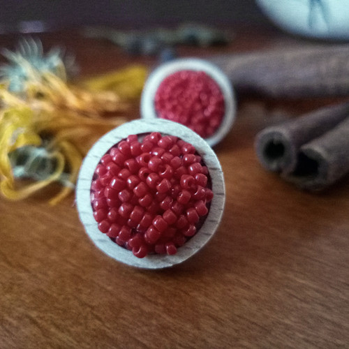 Náušnice šité Tmavě červené — foto 2