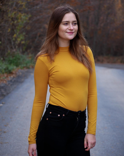 Tričko Tara mustard stojáček — foto 4