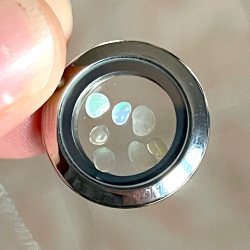 Medailon s opály etiopskými - ocel — foto 2