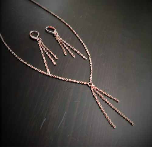 Ocelový náhrdelník*střapec*rosegold — foto 4