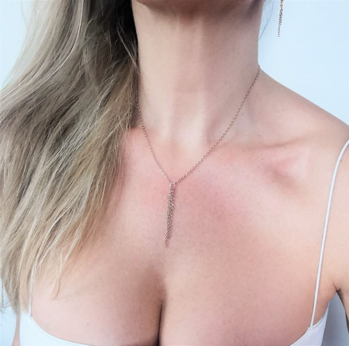 Ocelový náhrdelník*střapec*rosegold — foto 5