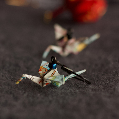 Origami náušnice – jeřábi cestovatelé. — foto 6