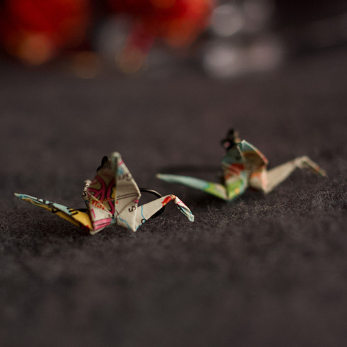 Origami náušnice – jeřábi cestovatelé. — foto 4