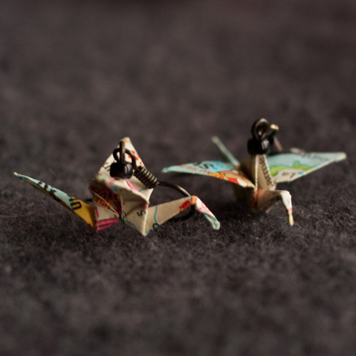 Origami náušnice – jeřábi cestovatelé. — foto 5