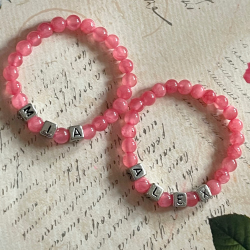 Elastický náramek jadeit se jménem personalizovaný — foto 2