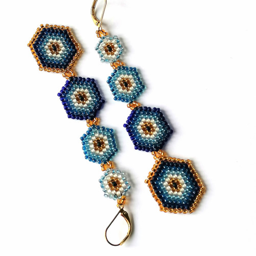 Geometric Blue-Long Dangle Earrings — foto 2