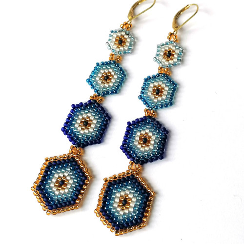 Geometric Blue-Long Dangle Earrings — foto 3