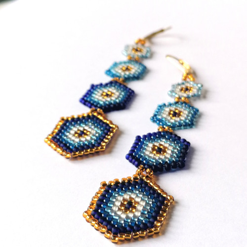 Geometric Blue-Long Dangle Earrings — foto 4
